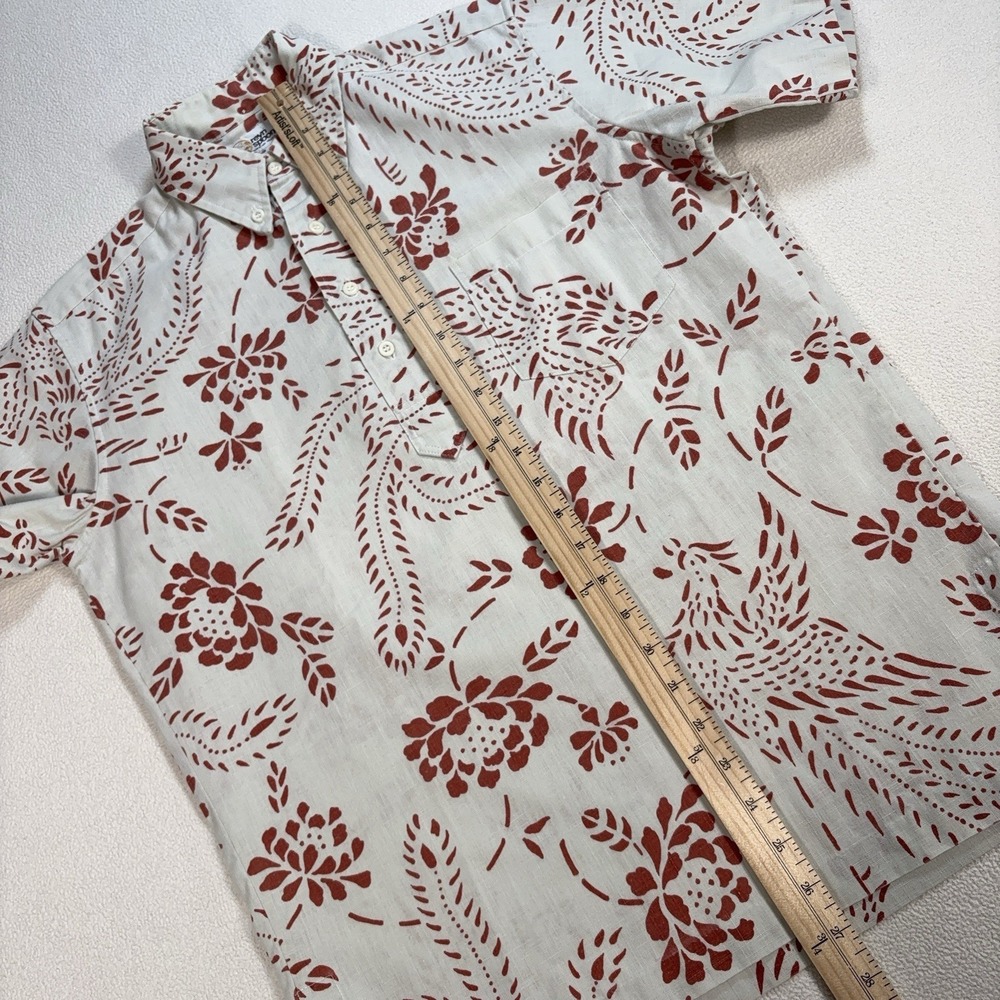 VTG Reyn‎ Spponer Polo Men's S Off-White Red Floral Phoenixes Pocket Button Down - Picture 12 of 13